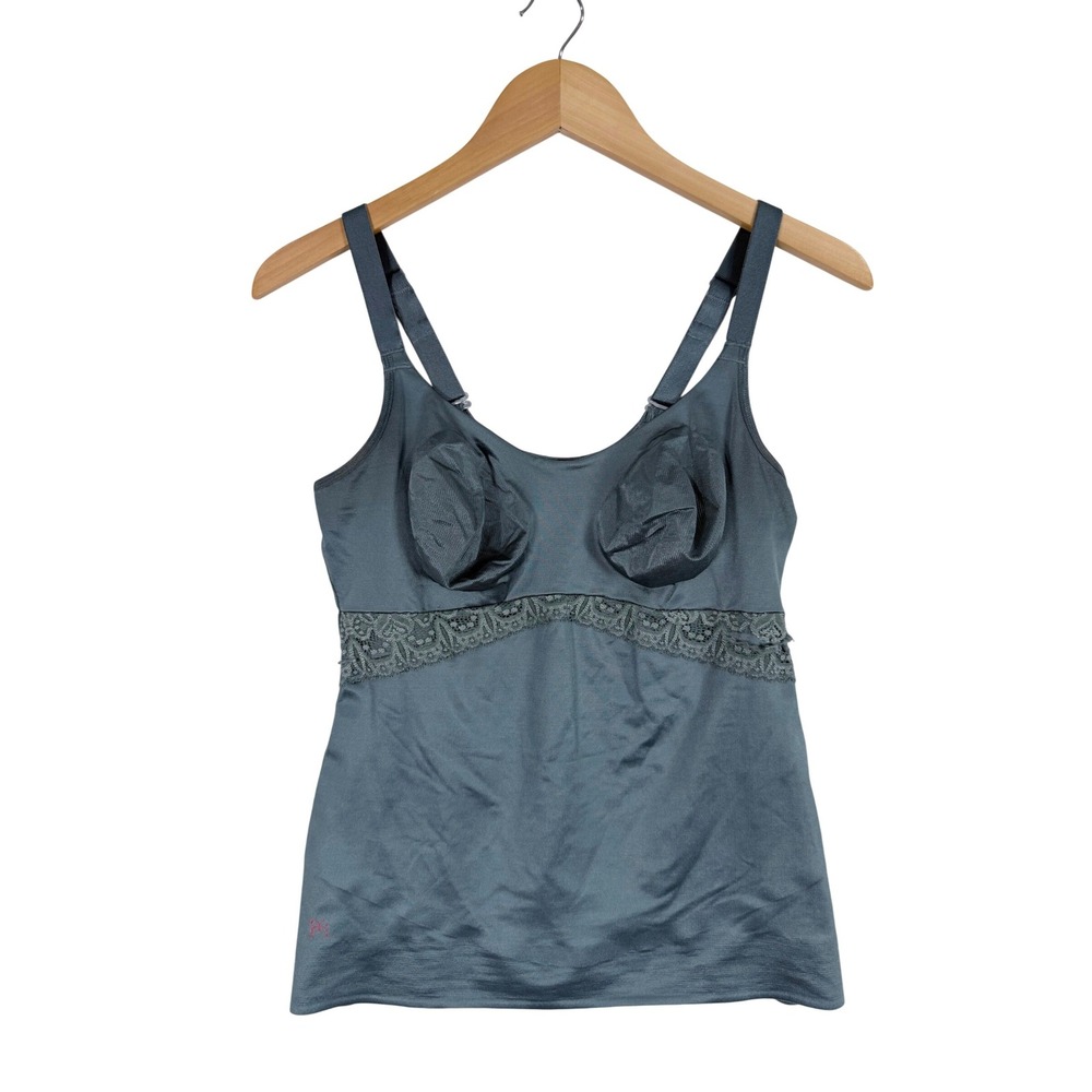 Ruby Ribbon Cami Shapewear Womens 38 Teal Lace Trim Style 3024